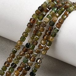 Турмалин Бусы из натурального зеленого турмалина, граненые настольные бусины в форме куба, 3x3x3 мм, отверстие : 0.7 мм, около 130 шт / нитка, 15.75'' (40 см)