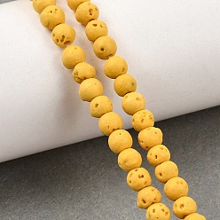 Goldenrod Dyed Synthetic Lava Rock Beads Strands, Round, Goldenrod, 4.5~5mm, Hole: 1mm, about 88~90pcs/strand, 15.39''~15.67''(39.1~39.8cm)