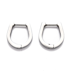Couleur Acier Inoxydable Boucles d'oreilles créoles en acier inoxydable résistantes au ternissement, fer à cheval, couleur inox, 304mm, pin: 15x14.5x3 mm