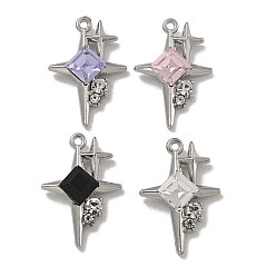 Платина Подвески из сплава со стразами, без свинца, без кадмии и без никеля, звезда, платина, 20x14x4.5 мм, отверстие : 1.2 мм