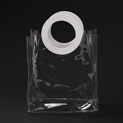 Weiß Transparente PVC-Tasche, mit runden Kunstledergriffen, für Geschenk- oder Geschenkverpackungen, Rechteck, weiß, 25x18 cm
