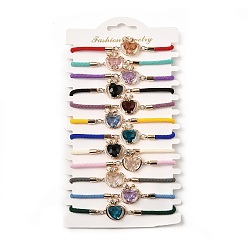 (52) Непрозрачная лаванда 12шт 12 цвета полиэстер браслеты, латунные стеклянные звенья ювелирные изделия для женщин, яблоко, разноцветные, 7-1/2 дюйм (19 см)