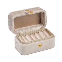 Розово-Коричневый Прямоугольные мини-коробки для хранения колец из бархата с кнопками, дорожный портативный футляр для ювелирных изделий, для колец, Серьги, розово-коричневый, 8.4x5.15x5.3 см