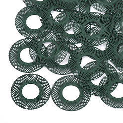 Зеленый 430 соединительные звенья нержавеющие, окрашеные, гравированные металлические украшения, пончик, зелёные, 20x0.3 мм, отверстие : 1.2 мм