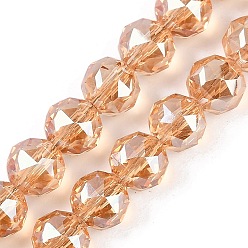 Сэнди Коричневый Прозрачные стеклянные бусины гальваническим пряди, граненые, круглые, песчаный коричневый, 7.5x7 мм, отверстие : 1.2 мм, около 70 шт / нитка, 19.17~20.08'' (48.7~51 см)