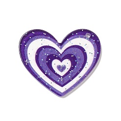 Средний Синий Шифер Подвески из прозрачного пластика, случайное отверстие слева или справа, с блесток, сердце, средний грифельно-синий, 28.5x30x1.5 мм, отверстие : 1.5 мм