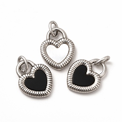 Нержавеющая Сталь Цвет 304 из нержавеющей стали акриловые подвески, с оболочкой и кольцами для прыжков, сердце, цвет нержавеющей стали, 18x14x3 мм, отверстие : 2.8 мм