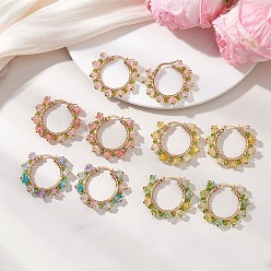 (52) Непрозрачная лаванда Прозрачные акриловые серьги-кольца, С 201 результатами из нержавеющей стали, цветок, золотые, разноцветные, 33.5x10.5 мм