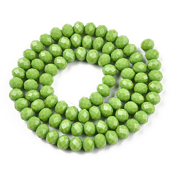 Yellow Green Faceted Solid Color Glass Rondelle Bead Strands, Yellow Green, 6x4mm, Hole: 1mm, about 87~90pcs/strand, 15.7 inch