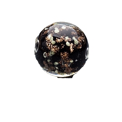 Черный Светящиеся бусины лэмпворк ручной работы с золотым песком, круглые, светящиеся в темноте бусы, чёрные, 8 мм, 100 шт