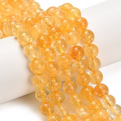 Желтый Кварц Природный желтый кварц нитей бисера, круглые, окрашенные, 10.5 мм, отверстие : 0.8 мм, около 40 шт / нитка, 14.76~15.16 дюйм (37.5~38.5 см)
