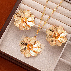 Золотой Ожерелья с подвесками из цветочного сплава и комплекты серег-гвоздиков, золотые, колье: 20.47 дюйм (52 см), Кулон : 52 мм