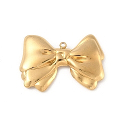 Настоящее золото 18K 304 подвески из нержавеющей стали, очарование бантом, реальный 18 k позолоченный, 24.5x35x3 мм, отверстие : 1.6 мм