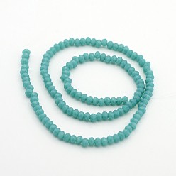 Deep Sky Blue Opaque Solid Color Crystal Glass Rondelle Beads Strands, Faceted, Deep Sky Blue, 3.5x2.5~3mm, Hole: 1mm, about 138pcs/strand, 12.9 inch