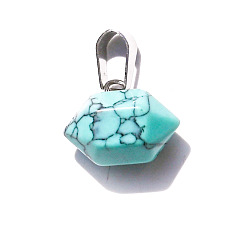 Synthetic Turquoise Synthetic Blue Turquoise Double Terminal Pointed Pendants, Faceted Bullet Charms, 10x16mm