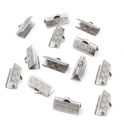 Нержавеющая Сталь Цвет Не тускнеет 304 концы ленты из нержавеющей стали с обжимом, цвет нержавеющей стали, 7x13x5.5 мм, отверстие : 1.5x2.5 мм