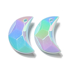 Bleu Clair Uv pendentifs acryliques de placage, facette, lune, bleu clair, 29x19x9mm, Trou: 2.5mm