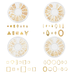 Gold 4 Boxes 4 Styles Aluminum Cabochons, Nail Art Studs, Nail Art Decoration Accessories, Gold, 1box/style