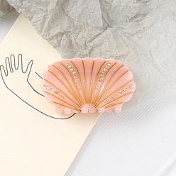 Темный Лосось Заколки для волос из ацетата целлюлозы в форме ракушки с большими когтями, со стразами, для женщин и девушек, густые волосы, темный лосось, 38x70x50 мм