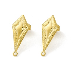 Золотой 304 Выводы серьги из нержавеющей стали шпилька, с горизонтальными петлями, Twist ромб, золотые, 21.5x9x1 мм, отверстие : 1.2 мм, штифты : 0.8 мм