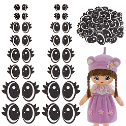 Black 2 Bagds Oval Felt Craft Doll Eye, for DIY Doll Toys Puppet Plush Animal Making, Black, 16~45x14~40x2mm, 60 pairs/bag