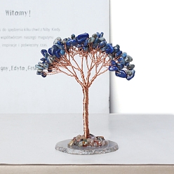 Ляпис-Лазурь Натуральные чипсы из лазурита дерево жизни украшения, Медная проволока, энергетический камень по фен-шуй, подарок для украшения домашнего рабочего стола, 110 мм