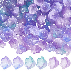 (52) Непрозрачная лаванда 150 шт. 3 цвета прозрачные двухцветные стеклянные бусины, окрашенные распылением, цветок, разноцветные, 7x11.5x11.5 мм, отверстие : 1.2 мм, 50 шт / цвет