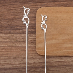 Серебро Палочки для волос в форме буквы U из сплава для женщин, водяная пыль, серебряные, 160x14 мм