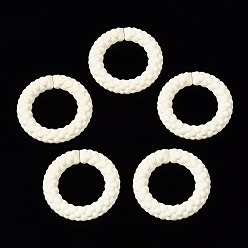 White Spray Painted CCB Plastic Linking Rings, Quick Link Connectors, for Jewelry Chain Making, Ring, White, 39x39x7.5mm, Inner Diameter: 24mm