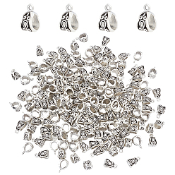 Antique Silver Tibetan Style Zinc Alloy Tube Bails, Loop Bails, Scarf Bail Beads, Lead Free & Cadmium Free, Antique Silver, 13.5x8x8.5mm, Hole: 2mm, Inner Diameter: 6mm, about 196pcs/box