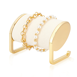 Светло-желтый Держатель дисплея браслета металла золота латуни, с фланелевой крышкой, браслет стоит часы отображает ювелирные изделия подвесной органайзер, светло-желтый, 5.5x9.2x6.6 см