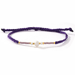 Сланцево-синий Браслеты из бисера и стеклянных бусин в стиле бохо, плетеные браслеты из волоконного шнура для женщин, с имитацией жемчуга, синевато-серый