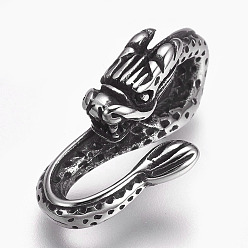 Античное Серебро 304 подвески из нержавеющей стали, дракон, античное серебро, 27x13x13 мм, отверстие : 8x5 мм