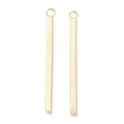 Настоящее золото 24K 304 подвески из нержавеющей стали, бар очарование, реальный 24 k позолоченный, 33x2x2 мм, отверстие : 1.6 мм