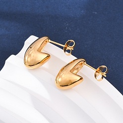 Настоящее золото 18K Ионное покрытие (ip) 304 серьги-гвоздики из нержавеющей стали в форме капли для женщин, реальный 18 k позолоченный, 16.5x7.5x10.5 мм, штифты : 0.6 мм
