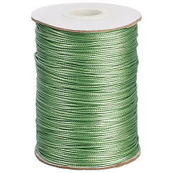 Темный Морско-зеленый 1 рулон экологичного корейского вощеного полиэфирного шнура, макраме ремесленная нить для изготовления ювелирных изделий, круглые, темно-зеленый, 1 мм, около 169.51~174.98 ярдов (155~160 м) / рулон