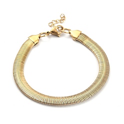 Золотой Ионное покрытие (ip) 304 плоские браслеты в виде змеиной цепочки из нержавеющей стали, с карабин-лобстерами , золотые, 8-3/4 дюйм (22.3 см)