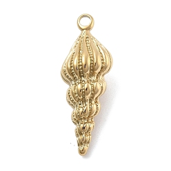 Настоящее золото 18K 304 подвески из нержавеющей стали, очарование раковины, ионное покрытие (ip), реальный 18 k позолоченный, 28x10x10 мм, отверстие : 2 мм