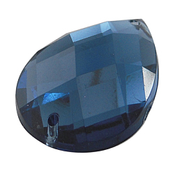 Королевский синий Шить на горный хрусталь, акриловые горный хрусталь, два отверстия, аксессуары для одежды, королевский синий, слеза, шириной около 15 мм, 21 мм длиной, толщиной 5 мм , отверстие : 1 мм