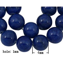 Полуночно-синий Естественный желтый нефритовые четки, окрашенные, круглые, темно-синий, 4 мм, отверстие : 1 мм