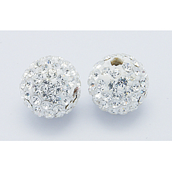 White Middle East Rhinestone Beads, Polymer Clay Inside, Round, White, 8mm, PP9(1.5.~1.6mm), Hole: 1mm