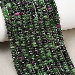 Ruby in Zoisite Natural Ruby in Zoisite Beads Strands, Faceted Rondelle, 5x2.5mm, Hole: 0.8~0.9mm, about 145~146pcs/strand, 14.96''(38cm)