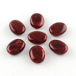 Темно-Красный Овальной имитация драгоценных камней акриловые бусины, темно-красный, 19x15x7 мм, Отверстие : 2 мм , около 330 шт / 500 г