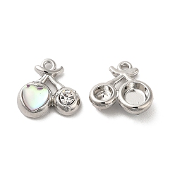 Прозрачный Подвески из сплава, со стеклом, платина, без свинца и без кадмия, вишневое очарование, прозрачные, 14x15x5 мм, отверстие : 1.5 мм