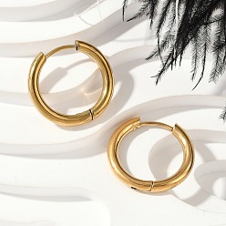 Золотой 202 обруч серьги из нержавеющей стали замке, гипоаллергенные серьги, с 316 хирургическим стержнем из нержавеющей стали, ионное покрытие (ip), золотые, 18x2.5 мм