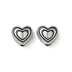 Платина Сплавочные овальные бусины тибетского стиля , сердце, платина, 7.5x8x4 мм, отверстие : 1.5 мм