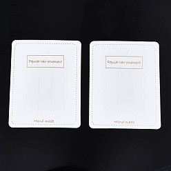 White Cardboard Hair Clip Display Cards, Rectangle with Word Handmade, White, 10x7.5x0.04cm