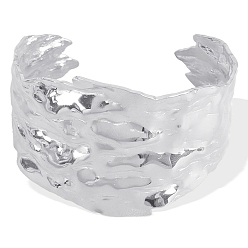 Нержавеющая Сталь Цвет Браслеты-манжеты из нержавеющей стали для женщин, текстура, цвет нержавеющей стали, 6-7/8 дюйм (17.6 см)