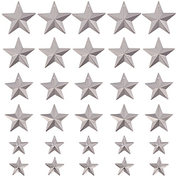 Платина 120 шт. 6 стили железные подвески и витринные украшения, звезда, платина, 25~50x25~50 мм, 20 шт / стиль