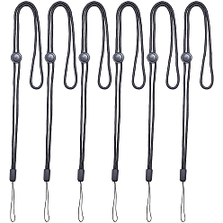 Черный 6 регулируемый ремешок на шею из полиэстера, для ручки, телефон, держатель значка, чёрные, 460x3.2 мм